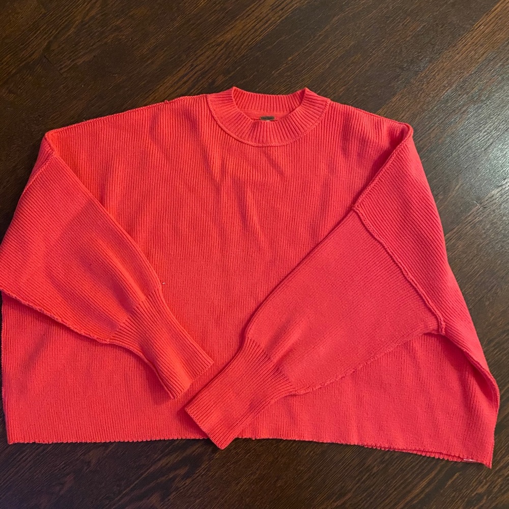 Free People hot pink oversized sweater- size xs-m